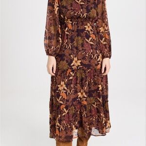 LOST + WANDER Wild Bergamot Floral Long Sleeve Dress In Burgundy